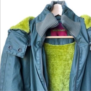 Skunkfunk Green Fuzzy Army Bomber Jacket